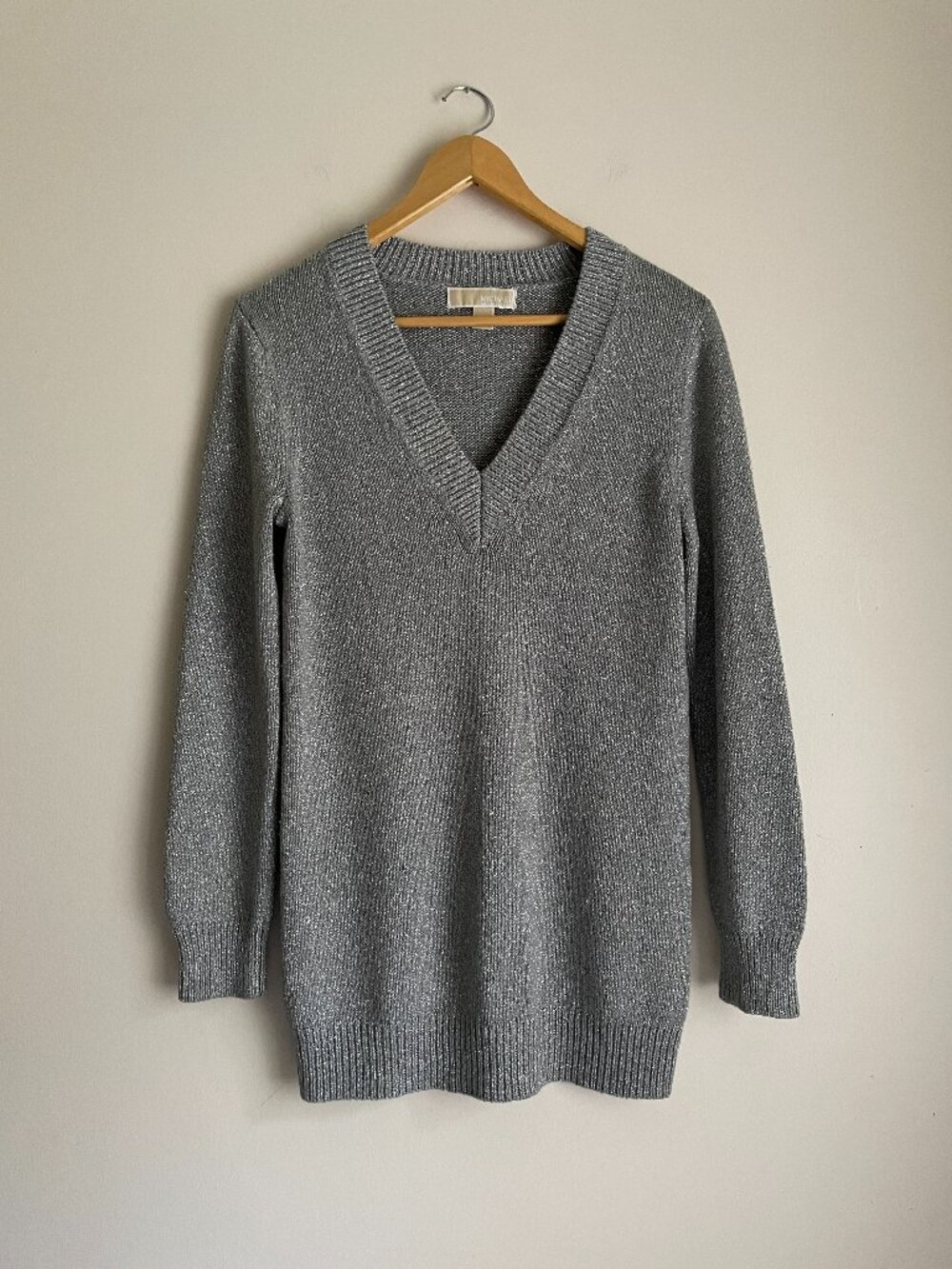 MICHAEL KORS V Front Tunic Lurex Sweater